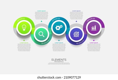 Elements infographic template circle colorful with 5 step