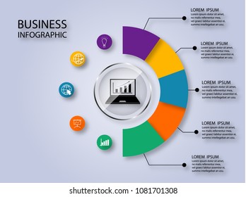 elements for infographic. Template for diagram, graph, presentation and chart. Business concept with 6 options, parts, steps or processes. - vector illustration