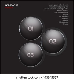 elements for infographic. Template for diagram, graph, presentation. Business concept with 3 options, parts, steps or processes. One two three - progress steps vector button