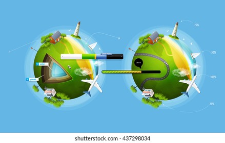 Infografiken mit dem Ball Planet Erde