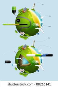 elements of infographics with the ball planet earth