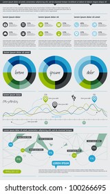 Elements of Infographics with buttons and menus