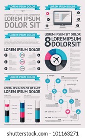 Elements of Infographics with buttons and menus