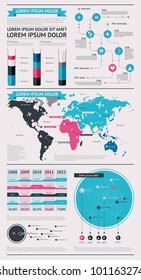 Elements of Infographics with buttons and menus