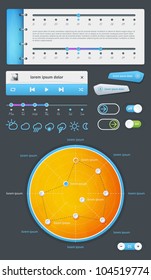 Elementos de infografía con botones y menús