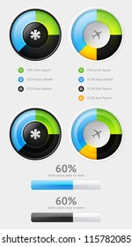 Elements of Infographics with buttons and menus