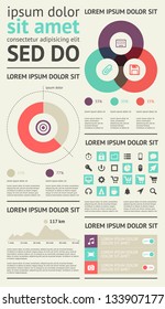 Elementos de infográficos com botões e menus
