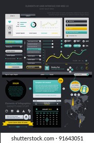 Elements of Infographics with buttons and menus