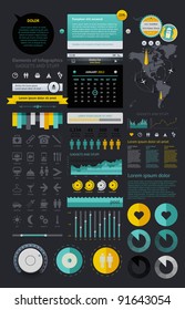 Elements of Infographics with buttons and menus