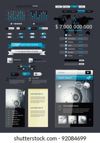 Elements of Infographics with buttons and menus