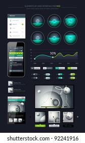 Elements of Infographics with buttons and menus