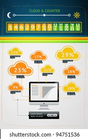 Elements of Infographics with buttons and menus