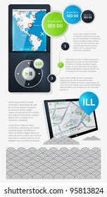 Elements of Infographics with buttons and menus