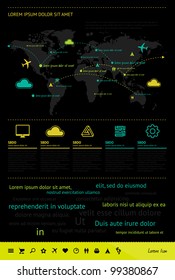 Elements of Infographics with buttons and menus