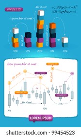 Elements of Infographics with buttons and menus