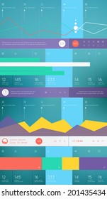 Elementos de infografía con botones y menús. Ilustración vectorial.