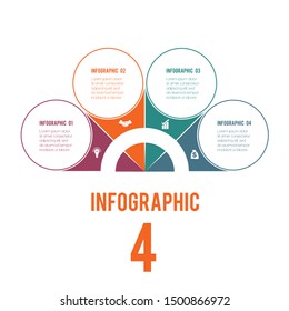 Elements of Infographics Conceptual Cyclic Processes Possible to Use for Workflow, Banner, Diagram, Web design, Timeline, Area chart,Number options. Colorful semicircle and circles for 4 Positions.