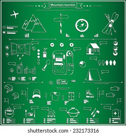 The elements of infographics hand-drawn chalk on a blackboard