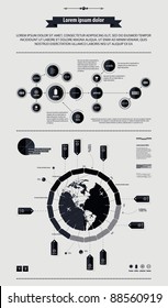 elements of infographics with a map of America in retro style