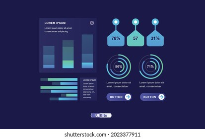 Elements of infographics. Modern presentation with infographic, chart, graph, finance data in flat style design. 