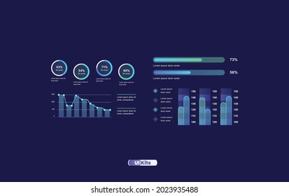 Elements of infographics. Modern presentation with infographic, chart, graph, finance data in flat style design.  vector illustration. 
