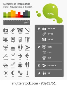 Elements of Infographics with navigation in the hotel