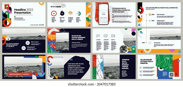 Plantillas de presentación de vectores. Elementos de infografía para su uso en Presentación, Volante y Folleto, SEO, Marketing, Plantilla de Página de Aterrizaje en Webinar, Diseño de Sitio Web, Banner