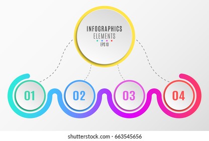 Elements of infographics. Paper circles with numbers. Scheme for your project. Vector illustration. EPS 10