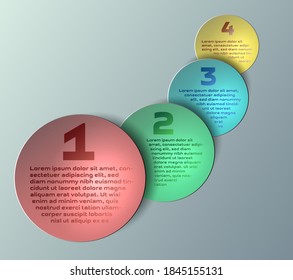 elements of infographics in paper style with pastel colours. four pop-up three-dimensional circles. Suitable for web pages or presentations
