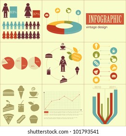 Elements of infographics for presentations - fast food and healthy eating - vector illustration