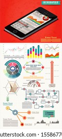 Elements of infographics is a set of beautiful the flat design trend, UI design, Stock Vector Illustration