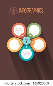 elements of info-graphics speech bubbles on a dark background in the form of a flower 