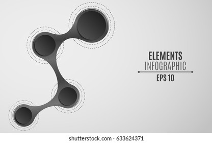 Elements for infographics in the style metaball. An empty space for your web, business projects. Paper circles are black with a shadow. Vector illustration. EPS 10