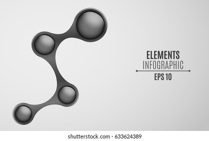 Elements for infographics in the style metaball. An empty space for your web, business projects. Glossy glossy balls in black. Vector illustration. EPS 10