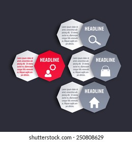 elements for infographics, web design, in red, silver and gray vector illustration, eps10, easy to edit