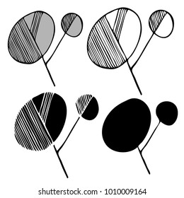 Elements isolated on white background. In black and white style. Can be used for printing on paper, stickers, badges, bijouterie, tattoo.