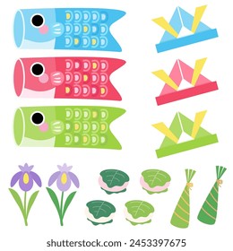 elements for japanese children day, vector illustration