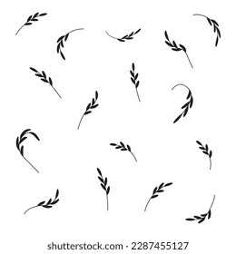 los elementos dejan los tallos. Fondo dibujado a mano floral. Patrón floral primaveral. Ilustración vectorial.