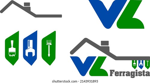 Elements for logo ironmongers, tool shop, vectors.