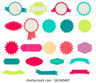 Elements logo set. Ribbon and circle for design. Vector illustration