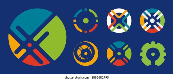 Elements of logos: details of the yurt - "shanyrak"; letter - "O" and the sun. Vector.