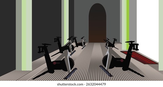 Elements of a luxury gym interior decoration concept, vector illustration design background