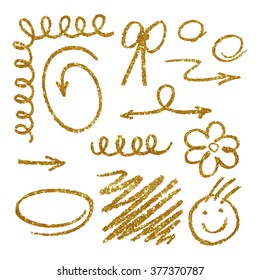 Elements made of gold glitter texture. Vector illustration