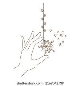 Elements of Magic and celestial  designed in doodle style, brown lines on white background for card. Digital printing, scrapbooks, tattoos, t-shirt designs, stickers, and more.