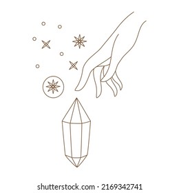 Elements of Magic and celestial  designed in doodle style, brown lines on white background for card. Digital printing, scrapbooks, tattoos, t-shirt designs, stickers, and more.