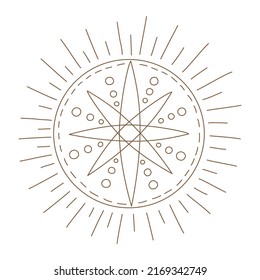 Elements of Magic and celestial  designed in doodle style, brown lines on white background for card. Digital printing, scrapbooks, tattoos, t-shirt designs, stickers, and more.