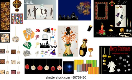 Elements for making Christmas and New Year card