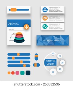 elements of material design development for mobile / web banners / infographics