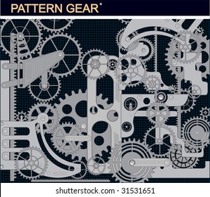 Elements of mechanism on a black background