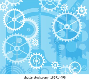 Elements of mechanism on a blue background
